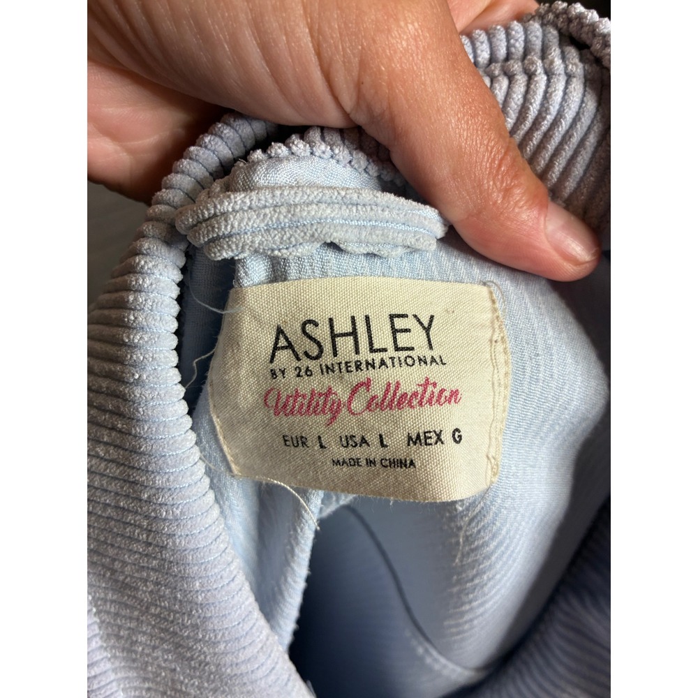 Ashley by 26 International Light Blue Corduroy Button Up Shirt Utility Large - Picture 4 of 4